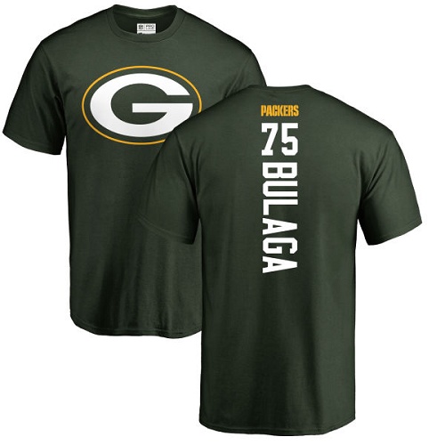 Men Green Bay Packers Green #75 Bulaga Bryan Backer Nike NFL T Shirt